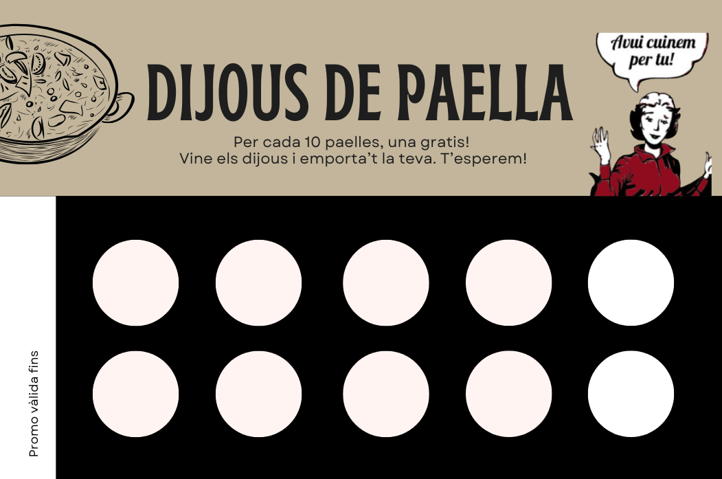 Targeta de fidelització dels dijous de paella